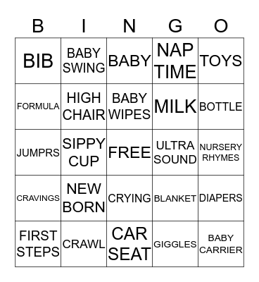 Baby Bingo Card