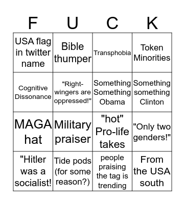#triggeraliberalin4words bingo! Bingo Card