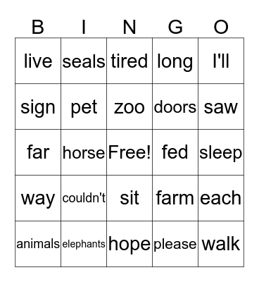 Eddie Couldn't Find the Elephants  &  Other Stories Bingo Card