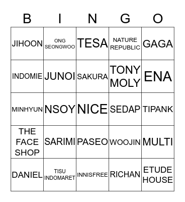 JUNOI Bingo Card