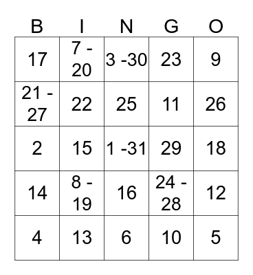 BIRTHDAY BINGO Card
