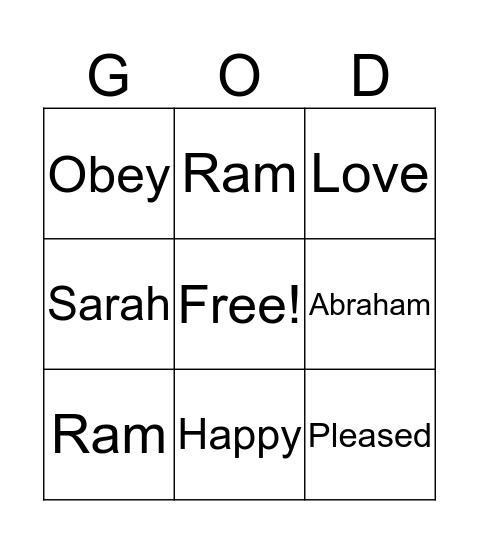 "God himself will provide" Bingo Card