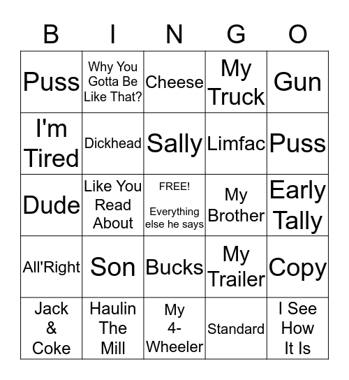 "Richard" Says Bingo Card