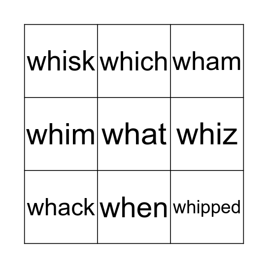 Lesson 51 Bingo Card