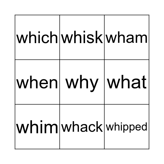 Lesson 51 Bingo Card