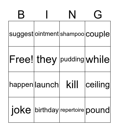 ESL Level V Bingo Card