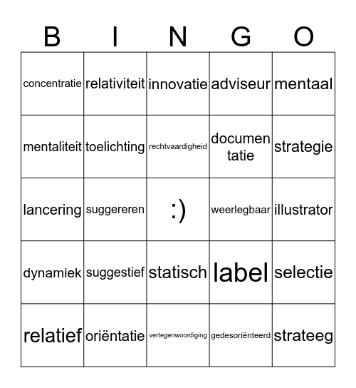 Schooltaalwoorden les 10 Bingo Card