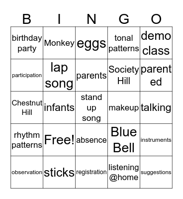 SOUND START BINGO Card