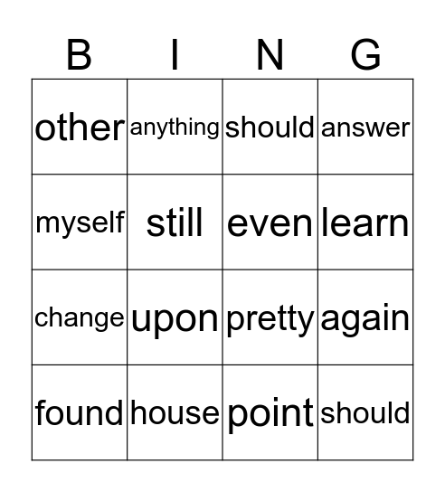 Untitled Bingo Card