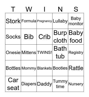 Baby Shower Bingo Card