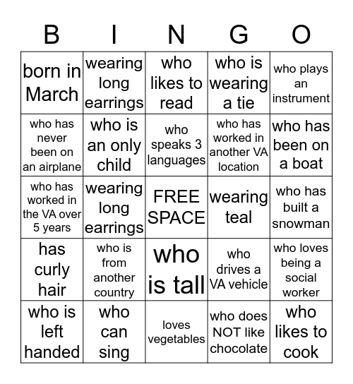 Social SW's:   Find someone... Bingo Card