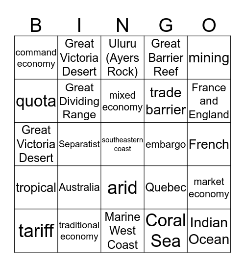 3rd 9 Weeks Exam Part 1 Bingo Card