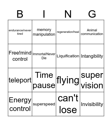 pavo Bingo Card