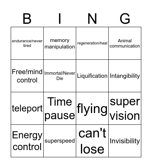 pavo Bingo Card