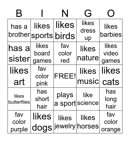 Get to Know You Bingo!! Bingo Card