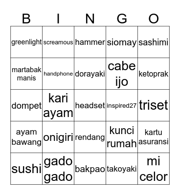 PUNYA MARVEL Bingo Card