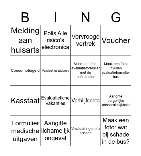 Administratie en verzekeringen Bingo Card