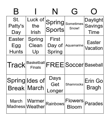 March Bingo Card