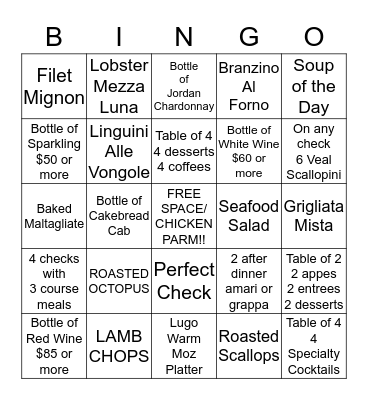LUGO ITALIAN Bingo Card