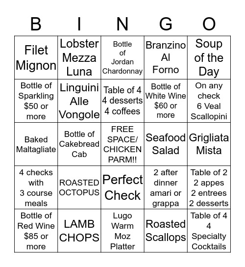 LUGO ITALIAN Bingo Card