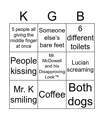 Take a selfie with 5/9 squares to win. No cheating. Must send all photos in the GroupMe. Winner gets a dozen cookies. Bingo Card