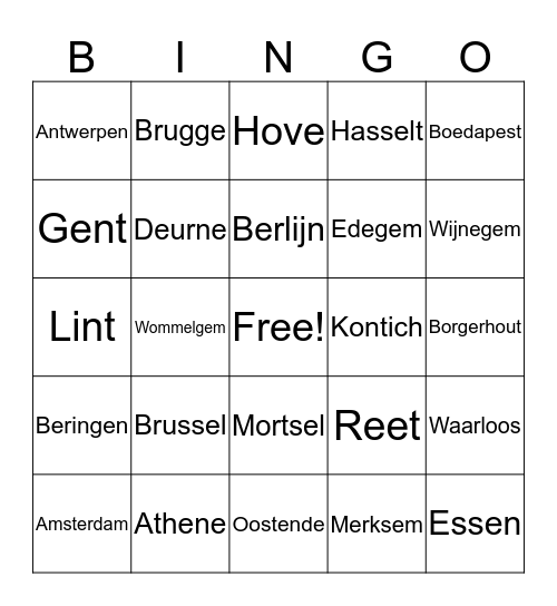 Hoofdsteden Bingo Card