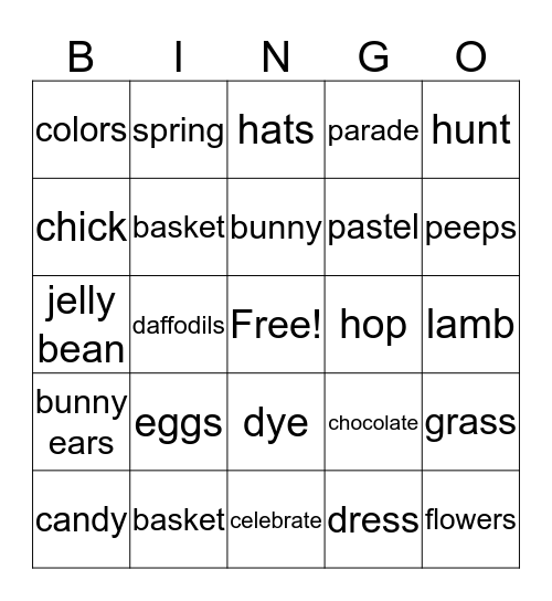 Eggstravaganza Bingo Card