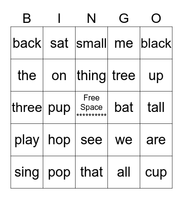 Hop On Pop Bingo Card