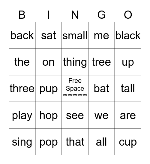 Hop On Pop Bingo Card