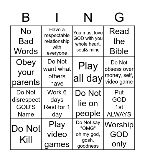 Living by GOD'S RULES Bingo Card