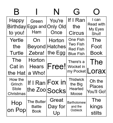 Dr.Seuss Bingo Card