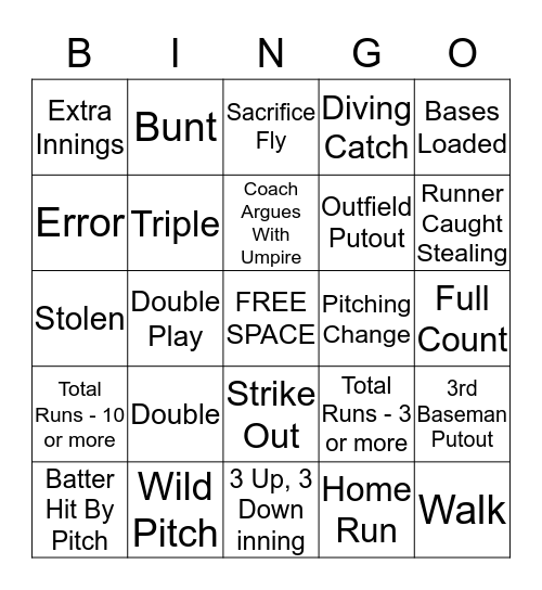 UNA Softball Bingo Card
