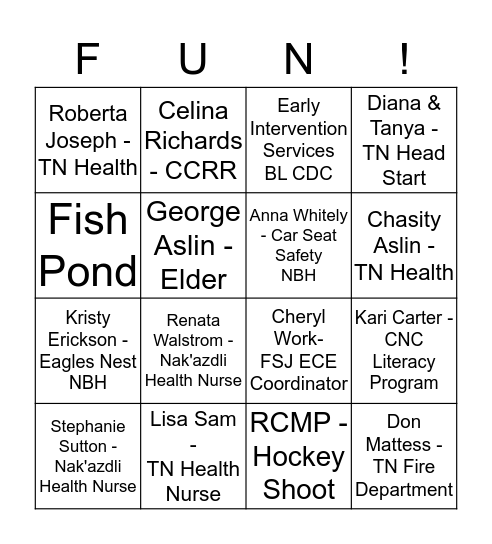 Nezul Be Hunuyeh Children's Fair Bingo Card