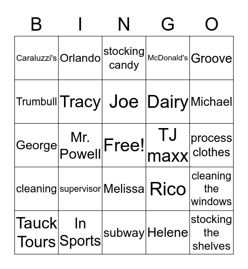 Work Bingo Card