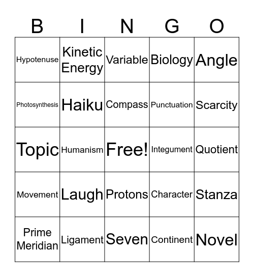 It's Time Bingo Card