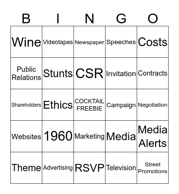 Fall Harvest Cocktail  Bingo Card
