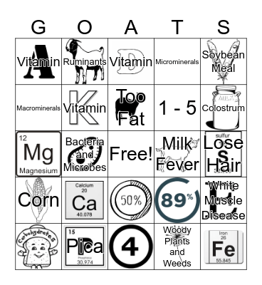Show Dairy and Meat Goats Bingo Card
