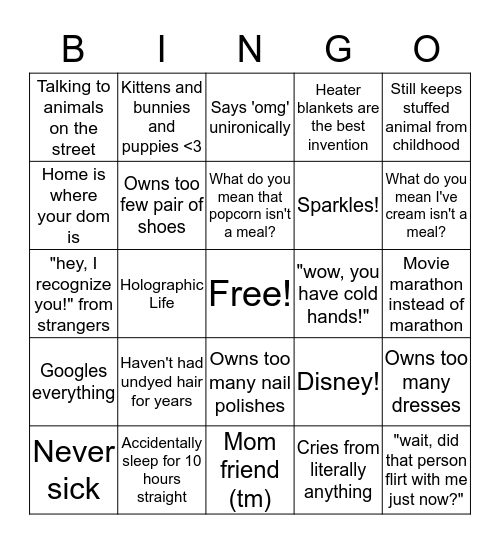 Jenny bingo Card