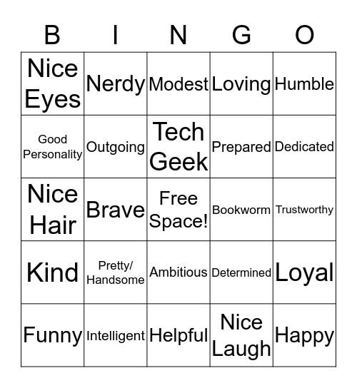 Confidence Bingo Card