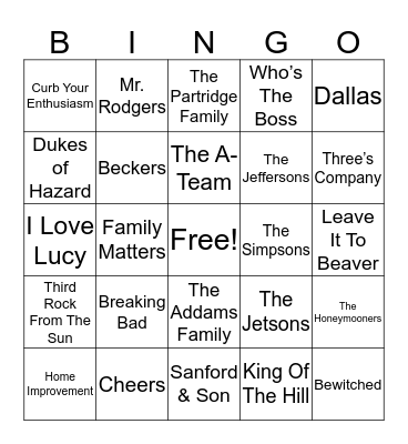 Total Quiz Radio Bingo TV Theme Edition Bingo Card