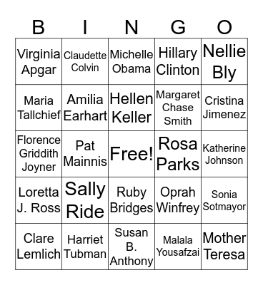 Women's History Month  Bingo Card