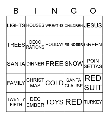 CHRISTMAS BINGO Card