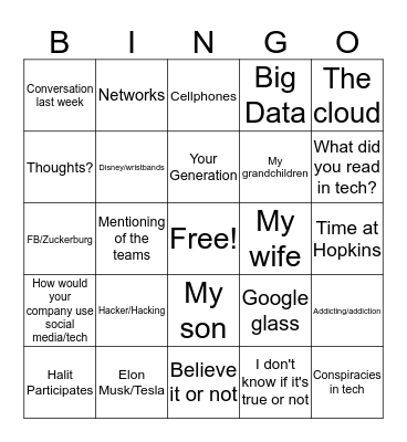 Info Systems Bingo Card