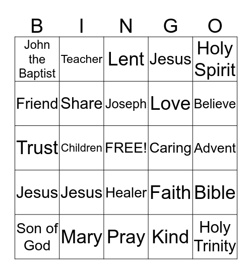 All About Jesus Bingo Card