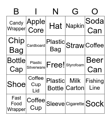 Beach Clean-up Bingo! Bingo Card