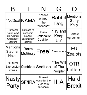 Bryson Bingo Card