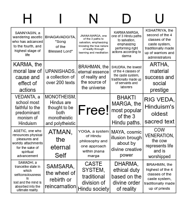 SHUDRA Bingo Card