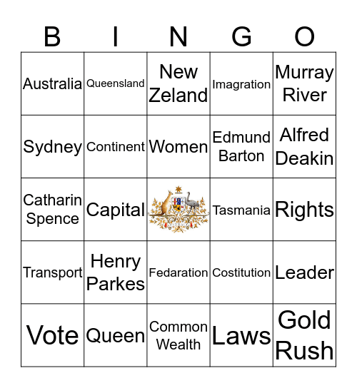 Fedaration Bingo Card
