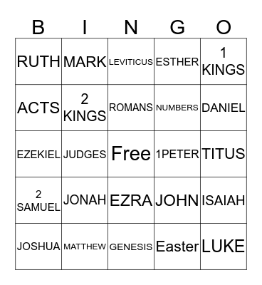 Bible Bingo Card