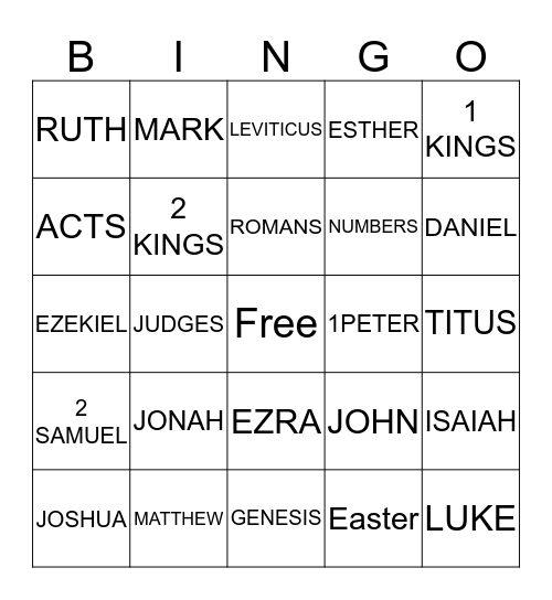 Bible Bingo Card